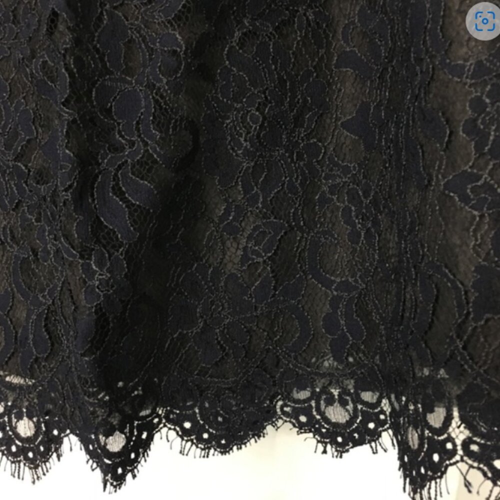 J. Crew Navy Lace Scalloped Hem Fully Lined Side Zip Feminine Mini Skirt Size 6‎ - Picture 5 of 9